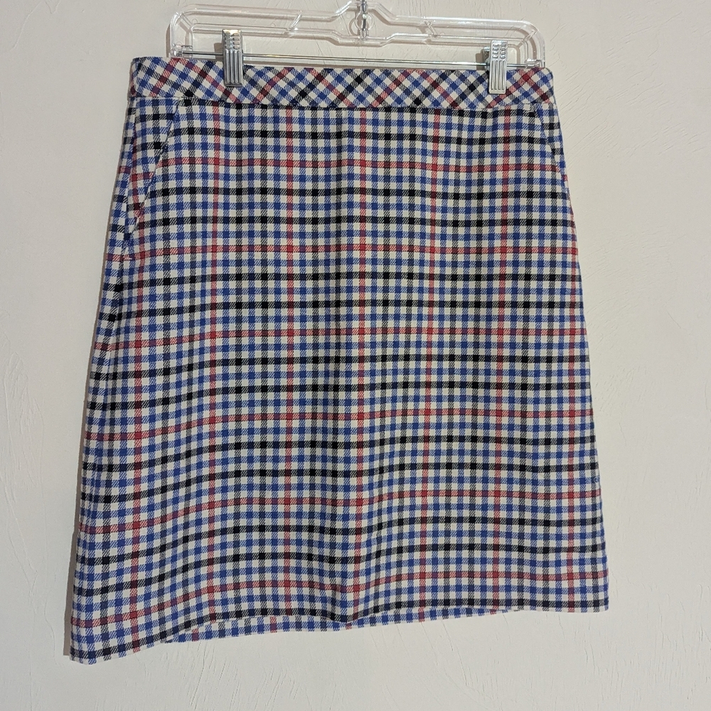 Talbots Red White Blue Gingham Plaid Skirt Office Business Casual Skirt Size 6 - Picture 3 of 14
